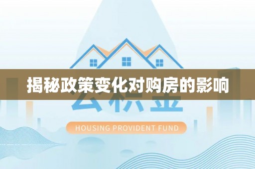大园揭秘政策变化对购房的影响
