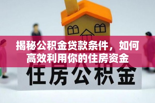 大园揭秘公积金贷款条件，如何高效利用你的住房资金